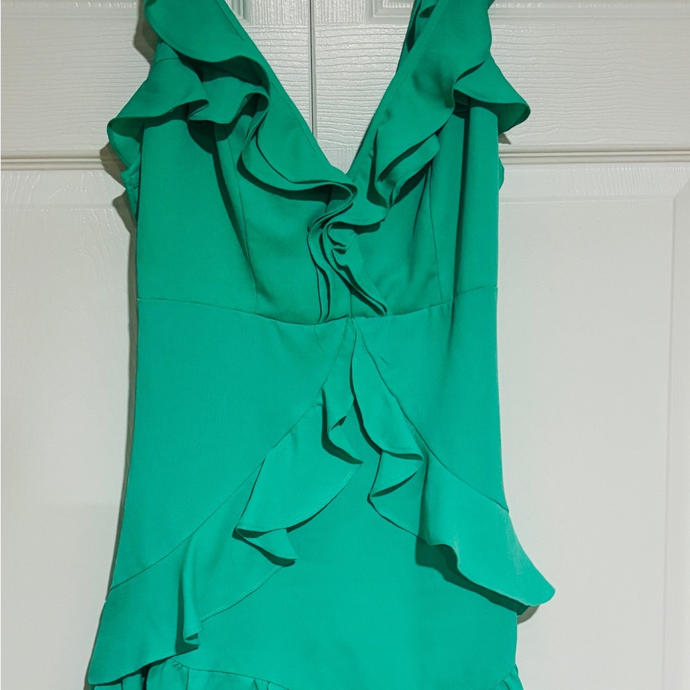 Green Ruffled Sleeveless Dress